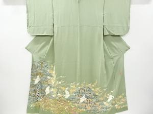 リサイクル　百貫華峰作　本場加賀友禅トキに松・花模様一つ紋色留袖